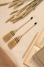 MENDI Handmade 2 Miniature Broom 8"-9" (aprox.) Made in Europe. A Detail for Gift, Favor, Decoration, It Supports Craftsmanship and mini Manufacturing Detail.