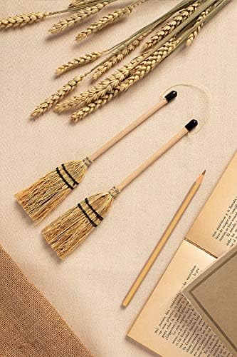 MENDI Handmade 2 Miniature Broom 8"-9" (aprox.) Made in Europe. A Detail for Gift, Favor, Decoration, It Supports Craftsmanship and mini Manufacturing Detail.