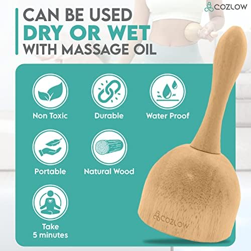 COZLOW Wood Therapy Massage Cup - Maderoterapia Massager for Body Sculpting, Fascia Release & Lymphatic Drainage - Wooden Cupping Massage Tool - Maderotherapy Helps Reduce Cellulite Appearance