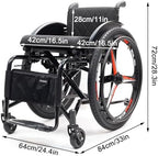 Folding All-Terrain Ultra Lightweight Sports Wheelchair,Aluminum Alloy Wheelchair,Sports Folding Transport Wheelchair,Self-propelled Manual Wheelchairs,220LBs Weight Capacity(Size:Seat width 42cm/16.5