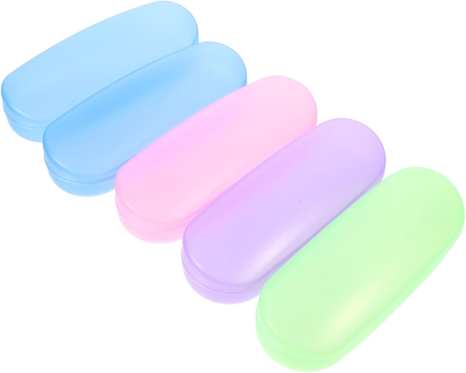 Healifty 5-Pack Portable Clear Plastic Eyeglass Cases Hard Shell Transparent Glasses Box Lightweight Eyewear Storage Organizer for Men Women