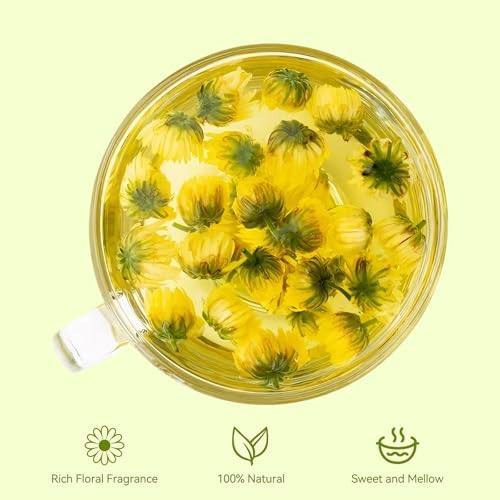 Chrysanthemum Tea, Chinese Chrysanthemum Herbal Flower Tea Loose Leaves, Dried Chrysanthemum Flower with Floral Freshness and Natural Sweetness, Non-GMO, Gluten Free, Caffeine-Free, 3.88 Oz
