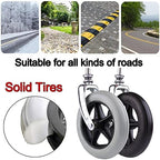 LIGUOYI Wheelchair Caster Wheel Replacement Wheels, 5/16" Axle-Solid Hard Rubber Tire 6" 7" 8" Wheelchair Front Wheels Replacement Parts Black Grey (2 Pcs) Replacement Casters for Wheelchairs