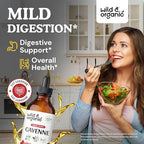 Wild & Organic Cayenne Pepper Tincture - Digestive Support with Capsaicin Extract - Cayenne Pepper Liquid Drops for Overall Well-Being - Unflavored, Vegan, Sugar & Alcohol-Free - 4 fl oz