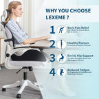 Lexeme X Large Memory Foam Seat Cushion Lumbar Support Pillow for Sciatica & Tailbone Pressure Relief Coccyx Pad for Office Chair, Car,Wheelchair,Home,Office