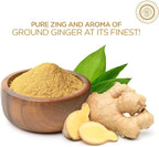 Pride of India | Ginger Fine Ground 7 Oz (198.447 gm) Medium Dual Sifter Bottle | Finely Powdered for Easy Mixing | Perfect for Cookies, Chicken Stir-Fry, Soups, Marinades, Muffins| Fresh Root Powder | Vegan, Gluten-Free, Non-Bioengineered