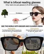 OCCI CHIARI Bifocal Reading Sunglasses Men UV400 Protection Readers for Women Comfortable Stylish Reading glasses 1.0 1.5 2.0 2.5 3.0 3.5 4.0(2.5+ Black)