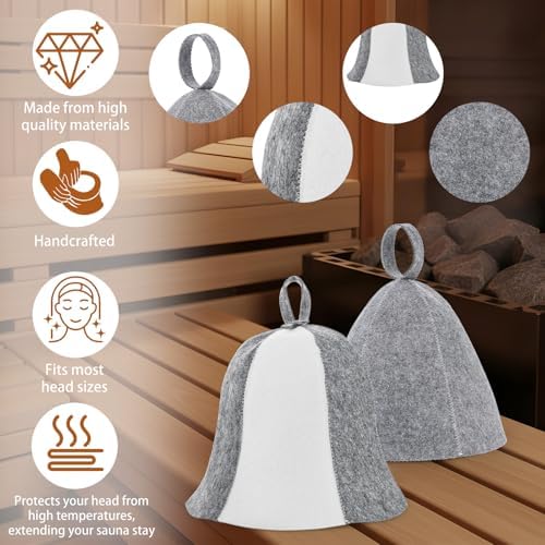 Yolev 2pcs Sauna Hat for Women Men Wool Felt Sauna Cap Russian Banya Cap Saunas Hat for Spa Steam Room