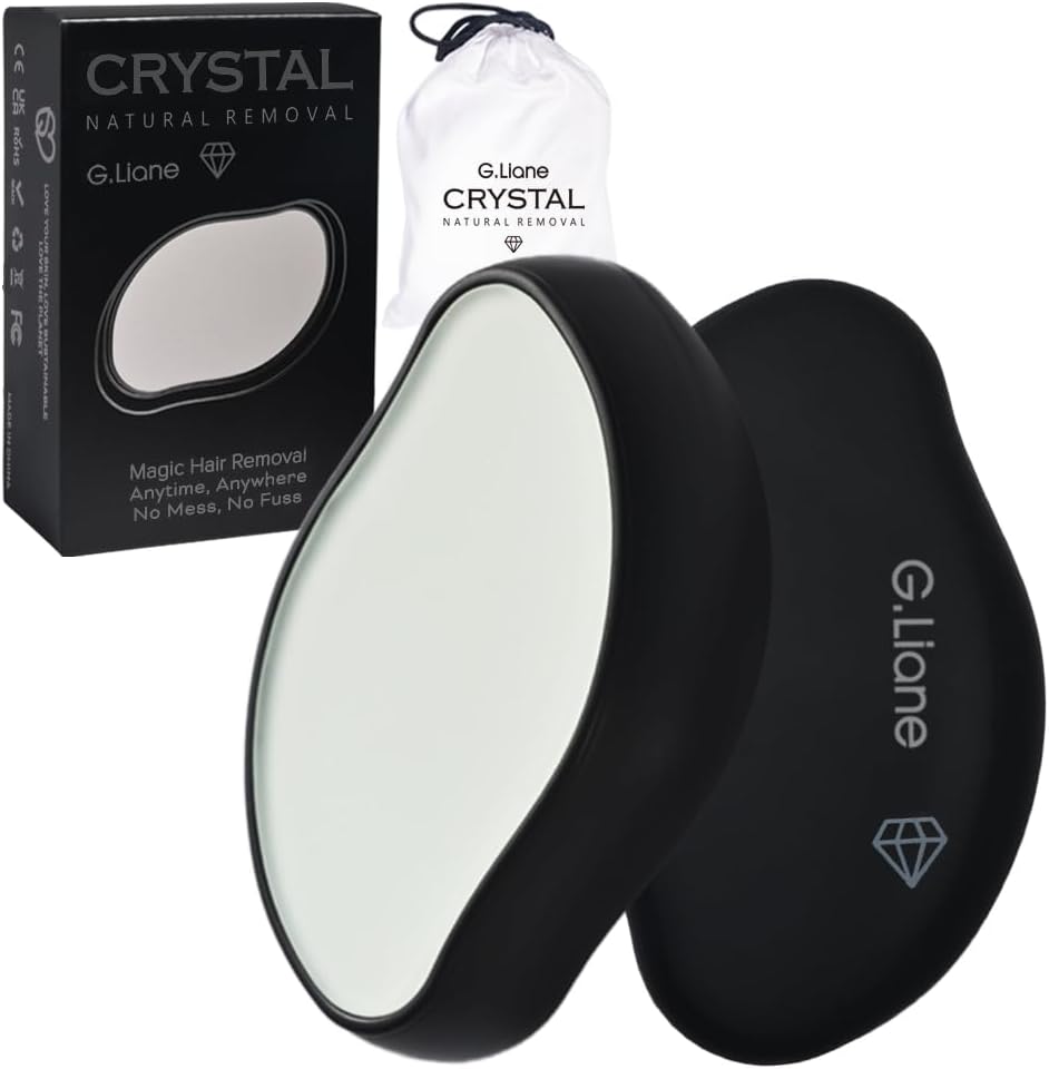 Crystal Hair Eraser,Crystal Hair Remover and Exfoliator,Nano Glass Hair Remover Stone,Reusable Painless Physical Hair Removal Depilator for Men Women Quick Soft Silky Skin (Black)