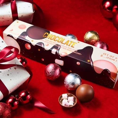 Hot Chocolate Bombs Marshmallow Filled Balls - Set of 6-3 Flavors of White, Fudge Brownie, Strawberry Chocolates Winter - Best Cocoa Filled with Marshmallows - Bomb Gift Set, Melting Delicious Gifts