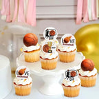 40Pcs Edible basketball Cupcake Toppers for Wafer Paper Basketball Players Sports Theme Cupcake Picks Basketball Drink Topper Children Birthday Party Cake Decorations