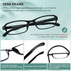 DOOViC 2 Pack Reading Glasses for Women Men TR90 Flexible Lightweight Blue Light Blocking Computer Readers