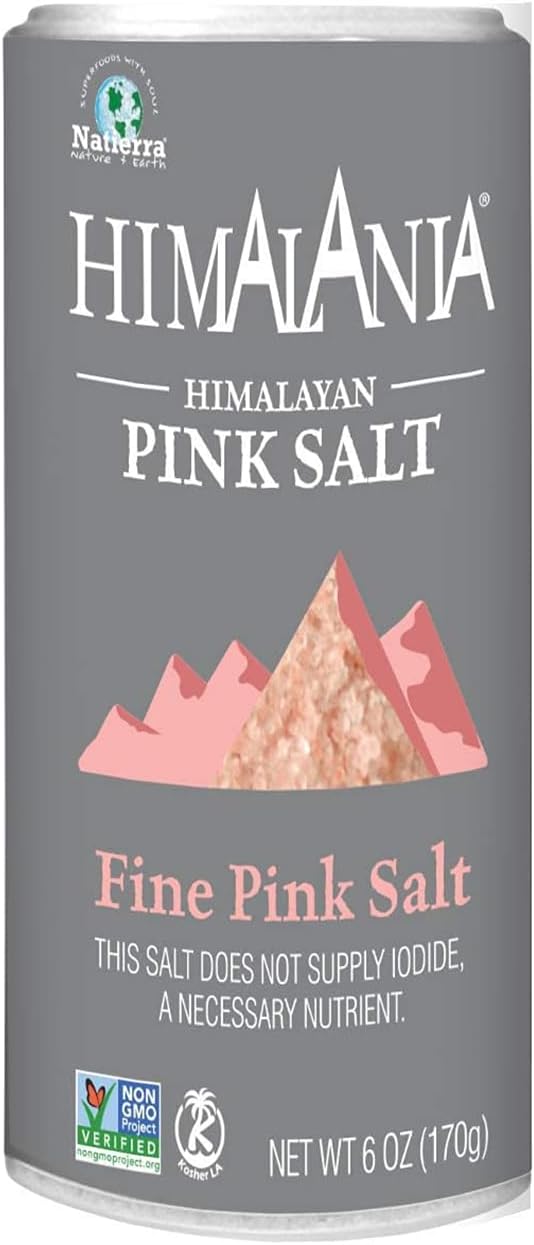 Natierra Himalania Himalayan Fine Pink Salt Shaker | Unrefined & Non-GMO | 6 Ounce