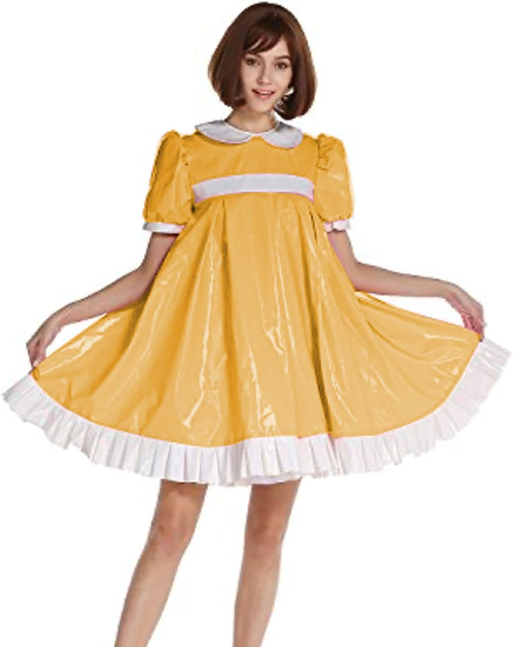 Dress Plus Size PVC Uniform Black Women Dress 7XL Party,Yellow,6XL