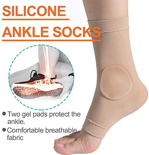 Povihome Elasticated Malleolar Sleeve with Two Gel Pads for Ankle Bone Cushioning & Protector, Great for Running, Skating, Cleats and Athletic Footwear - 1 Pair