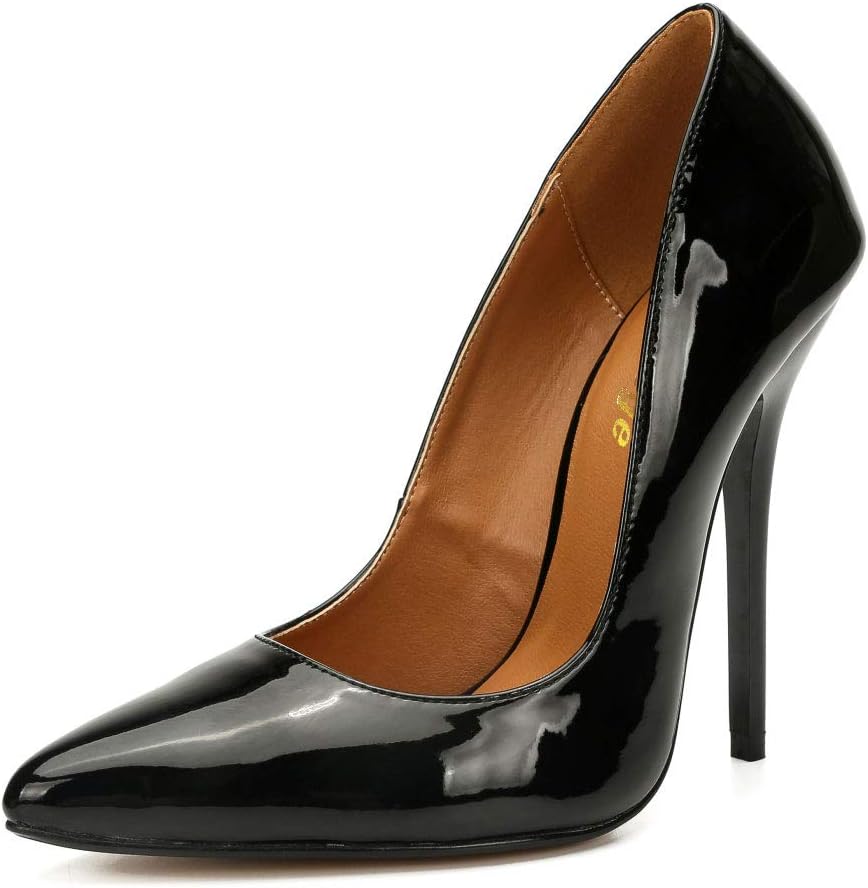 Enelauge Women's Stiletto Pointed Toe Slip On High Heel Zapatos Ladies Wedding Party Pumps Plus Size
