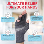 Dr. Arthritis Essentials Open-Fingertip Arthritis Gloves, Compression Gloves Ideal as Raynauds Gloves, Hand Brace for Arthritis (Grey, Medium)