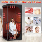 Portable Infrared Sauna Room, Dry Sauna Tent for Detoxification and Relaxation with Red Light Therapy and Folding Chair, 9 Levels, 32″×35″×71″