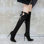 Women's Over The Knee Stretch High Boots Pointed Toe Sexy Stiletto High Heel Lace Up Fall Boots for Cosplay Dance Party
