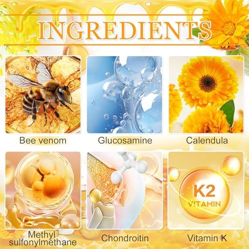 2PCS Bee Venom Joint Cream, Bee Venom Advanced Joint and Bone Gel, Professional Bee Venom Cream, Natural Formula, Fast-Absorbing, Suitable for Knee, Neck, Back, Hands, Feet Moisturizer