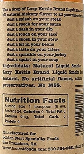 Lazy Kettle Brand All Natural Liquid Smoke | Perfect for Flavoring Meat | Hickory | Used to Flavor Beef Jerky, Steak, Fish, Cheese, Sauces and More | 5 Oz Each