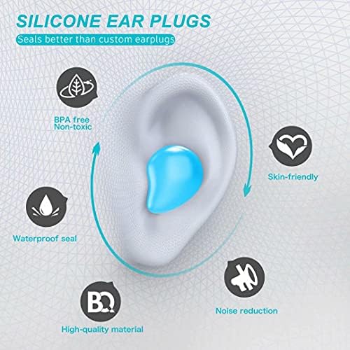 2022 New Version Ear Plugs, for Sleeping Noise Canceling,8 Pairs Waterproof Reusable Silicone Noise Cancelling Ear Plugs for Swimming, Snoring, Working, 32dB Highest NRR