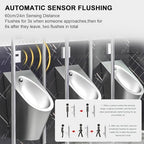 Wall-Mounted 304 Stainless Steel Urinal, Commercial Bathroom Urinal with Automatic Sensor Flush for Men, 23.2×14.2×19.7in(Gray)