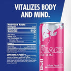 Red Bull Peach Edition Energy Drink, White Peach, 8.4 fl.oz., 24 cans, with 80mg Caffeine, Taurine & B Vitamins