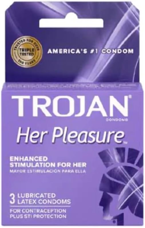 Trojan Her Pleasure Sensations Lubricated Condom, 3 Count