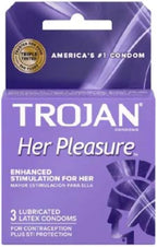 Trojan Her Pleasure Sensations Lubricated Condom, 3 Count