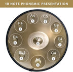 Handpan Drum 22 Inches D Minor Kurd, 432Hz 10 Notes Hand Drum Instrument, Premium Steel Drum, Handpan Instrument for Adults (Gold)