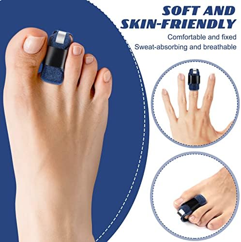 Jutom 4 Pieces Toe Splint Straightener Hammertoe Corrector Brace for Women and Men Broken Toe Support Wrap Covers for Bent, Claw, Crooked Toes (Blue)