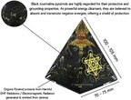 Amazing Gemstone Organite Orgone Pyramid Extra Large 105 MM - Metatron Cube Orgone Energy Pyramid with Black Tourmaline Crystals and Healing Stone - Orgonite Pyramids Crystals and Positive Energy