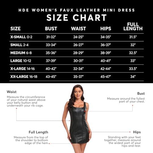 HDE Women's Faux Leather Square Neck Mini Dress Sexy Bodycon Party Club Dresses
