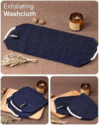 Yiclick Exfoliating Washcloth Towel with Handle, Back Scrubber for Shower, Exfoliating Body Scrubber Exfoliator, Japanese Wash Cloth for Body Scrub, Bath Sponge Loofah Luffa Washer Exfoliator