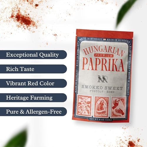 Premium SMOKED SWEET Hungarian Paprika Powder (4 oz) - Non-GMO - Vibrant Deep Red Color - Origin: Szeged Region, Hungary - Authentic Seasoning Spice in Resealable Bag by MEROPS