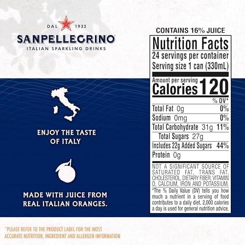 Sanpellegrino Italian Sparkling Drink Aranciata, Sparkling Orange Beverage, 6 Count(Pack of 4)