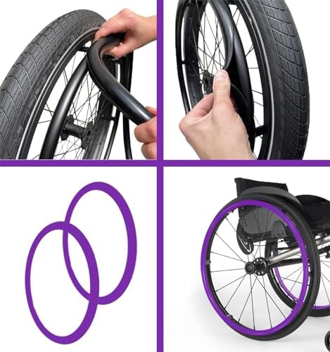 Wheelchair Push Rim Covers 22/24In Rear Wheel Sports Wheelchair Cover Wheelchair Handrim Covers Non-Slip Wear-Resistant Wheelchair Push Rim Covers,Purple (Color : Purple, Size : 24in)