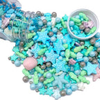 Sentovac Ocean Sprinkle Edible Cake Decorating Hippocampi Starfish Shell Fish Pearl Candy Mix Blue Sprinkle for Cake Cupcake Topper Cookie Baking Decorations Sea Theme Party Birthday Supplies