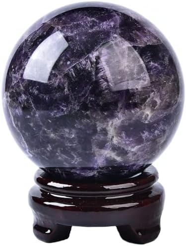 Large Dream Amethyst Crystal Ball with Stand Healing Crystals Sphere for Meditation, Divination, Witchcraft 100-110mm/3.9-4.3"
