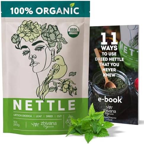 Zhivana Organics Nettle Tea – Nettle Leaf Organic, Nettle Tea Loose Leaf, Stinging Nettles Loose Leaf Organic, Ortiga Verde Organica - Dried Herbs for Medicinal Use - 8oz