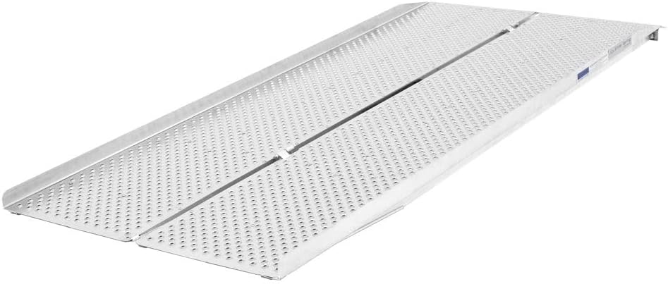 6' Wheelchair Ramp, Lightweight (27.5 lb), Folding, Portable, Non-Slip Punch Plate, for Scooter, Walker, Rollator, 800 lb Capacity, Silver Spring