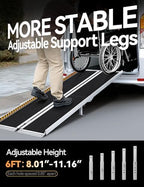 FACHNUO 6 Feet Portable Wheelchair Ramp with Sopport Legs, Non-Skid Aluminum Handicap Ramps, Folding Threshold Wheel Chair Ramp for Home Steps, Stairs, Entry, Threshold, Doorways, 800LBS Capacity