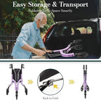 3 Wheel Walkers for Seniors, Lightweight Rollator Walkers Foldable for Elderly with Cane Hold and Cup Hold, Height Adjustable Aluminum Three Wheel Rolling Walker Mobility Aid, Purple