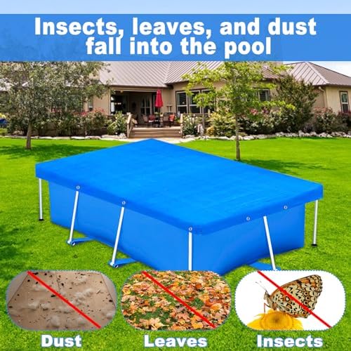 102 x 63 in Rectangular Pool Cover for Frame Above Ground Pool Cover 102" X63" Rectangle Frame Swimming Pool Cover for Heavy Duty Pool Cover Protector for Garden Swimming Pool Cover