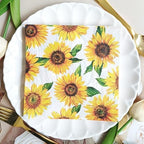 Sunflower Themed Party Decorations - 40Pcs Sunflower Napkins Yellow Flower Decorative Disposable Napkins for Summer Birthday Baby Shower Weddings Floral Party Supplies