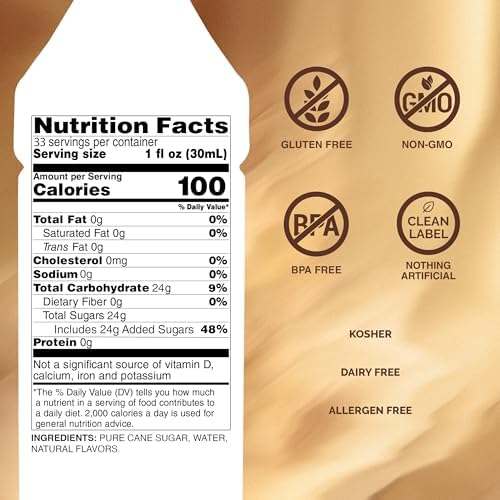 Monin - Peppermint Syrup, Cool Tingle of Candy Cane, Natural Flavors, Great for Cocoas, Mochas, Smoothies, and Sodas, Non-GMO, Gluten-Free (1 Liter, 4-Pack)