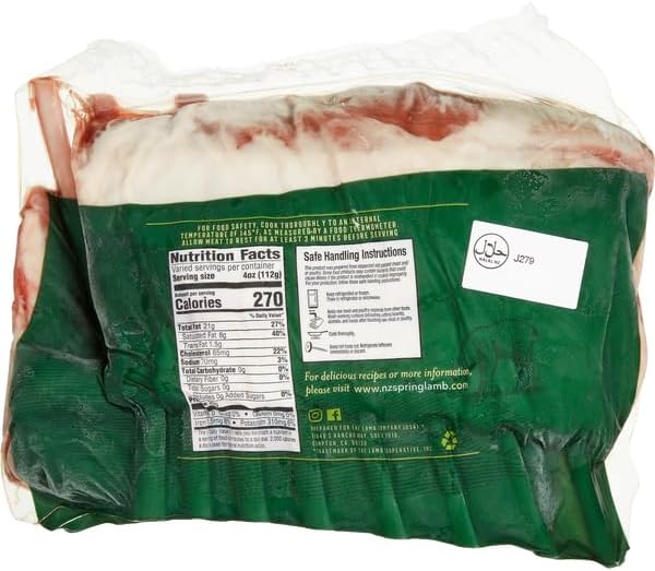 [Pack of 4] Halal Certified Frenched Lamb Rack – Grass-Fed & Free Range, No Added Hormones – Premium New Zealand Lamb, Shipped Frozen with Cooler & Ice Gel Pack - Average Weight 3 lbs Each