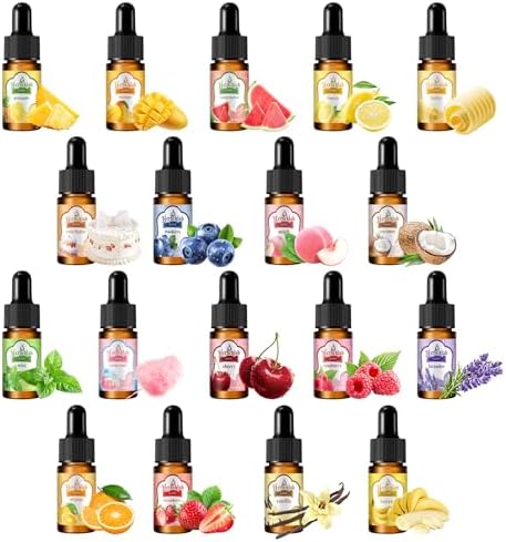 Food Flavoring Oil - Candy Flavoring for Candy Making 18 x 0.35 Fl Oz Extracts and Flavorings for Baking Lip Gloss Flavoring Oil - with Glass Dropper