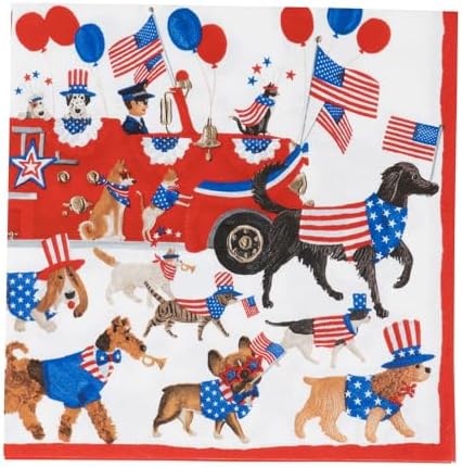 Caspari Join The Parade Luncheon Napkins - 20 Luncheon Napkins per Pack